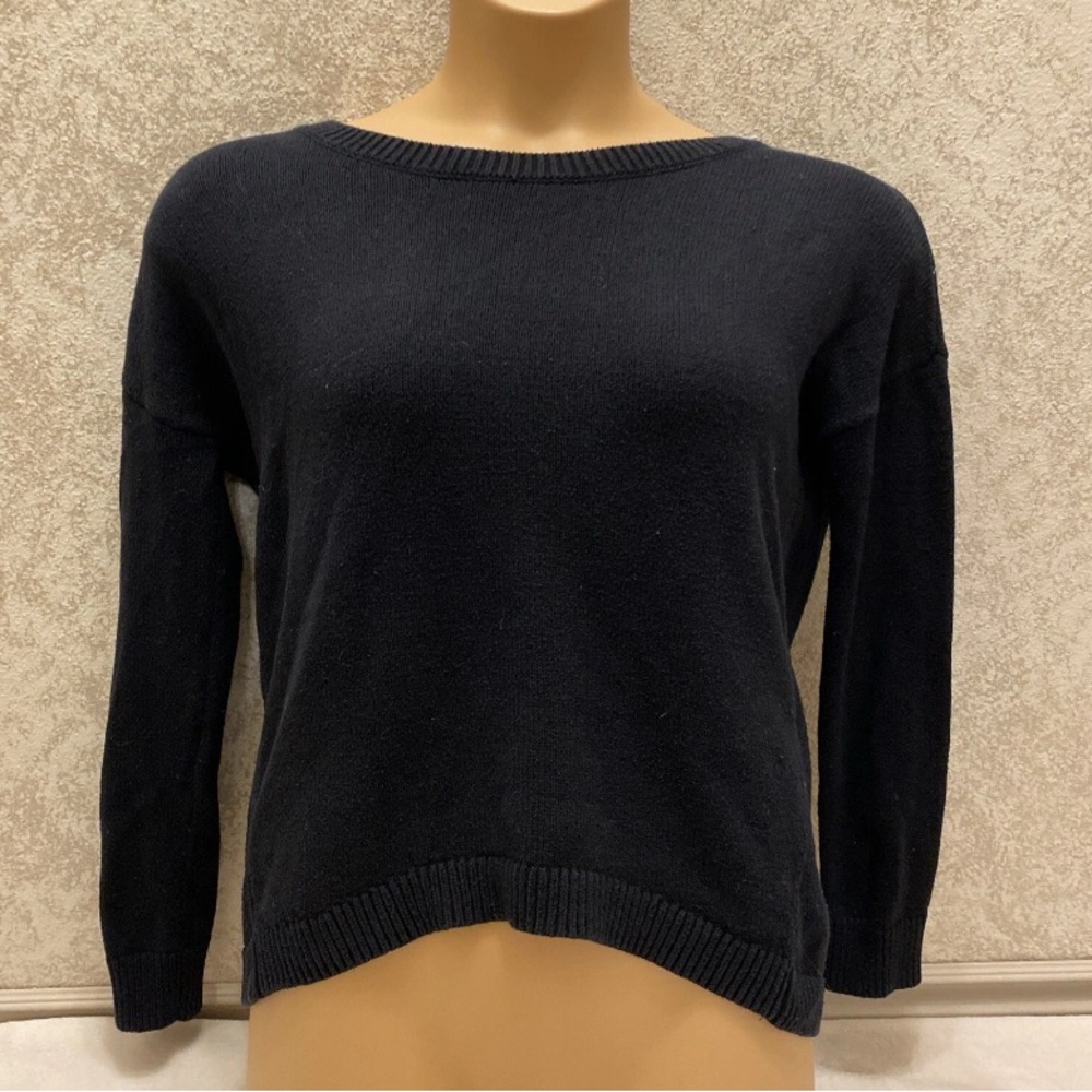 Express Women's Classic Black Crew Neck Sweater With Lace Up Back